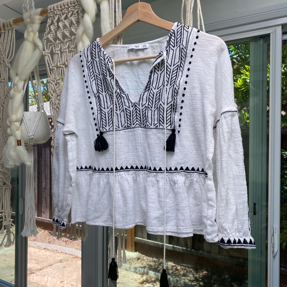 MANGO cropped blouse with embroidery